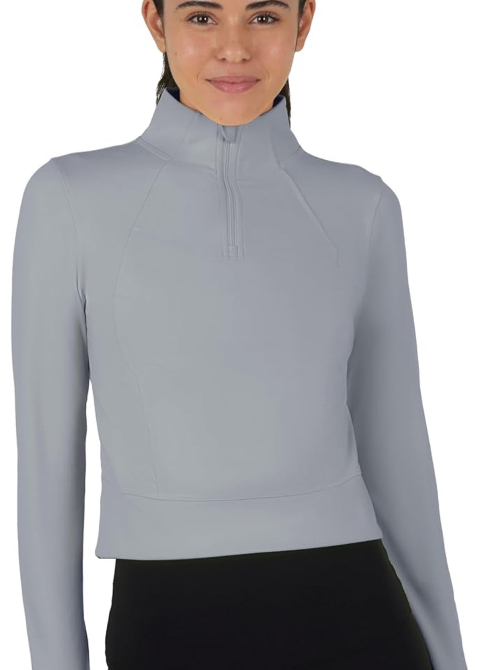 Yogalicious Light Gray Quarter-Zip Performance Top